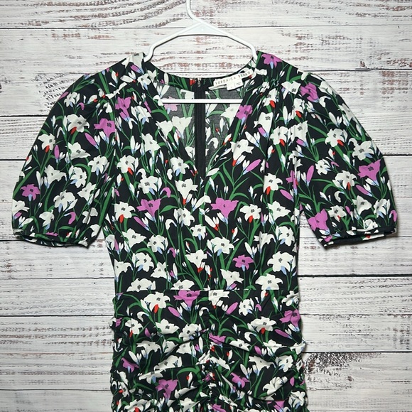 Veronica Beard Janis Floral Ruched Dress Size 4 - Picture 8 of 16